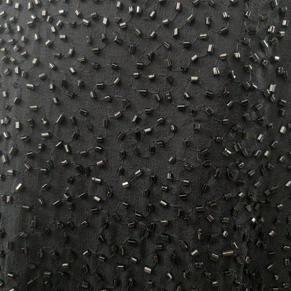 Vintage 80s Beaded Pants 14 Silk Formal Wide Leg Slacks Black - Picture 2 of 12